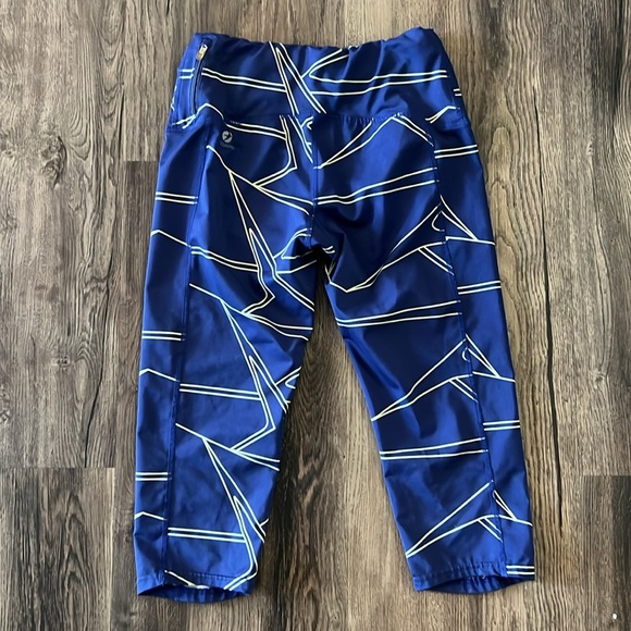 Oiselle KC Knickers Running Blue Print Zip Pocket Size 4 - Picture 2 of 8